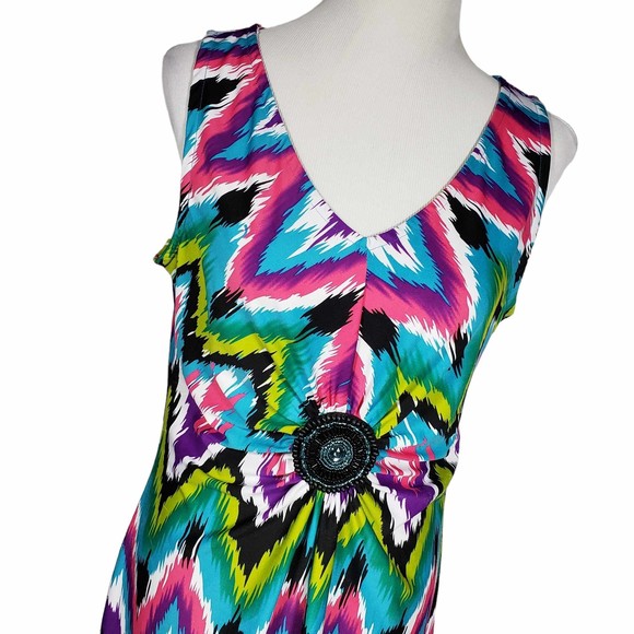 Lennie for Nina Leonard size Large Colorful Sleeveless Dress - Picture 4 of 8